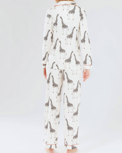 Organic Cotton Cream Pjs | Giraffe Print