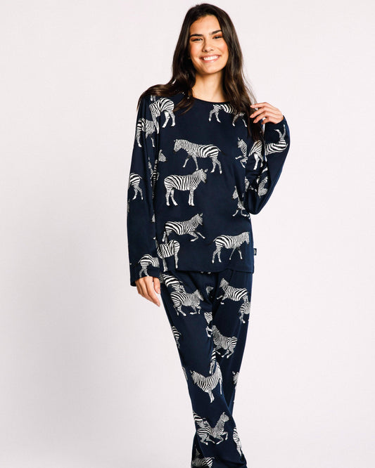 Zebra Print Pyjama Set | Navy