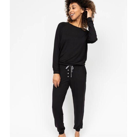 Jersey Slouch Pyjama Set | Black