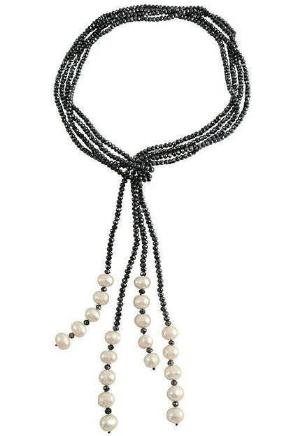 Pearl Crystal White Hematite Necklace | Lotusfeet