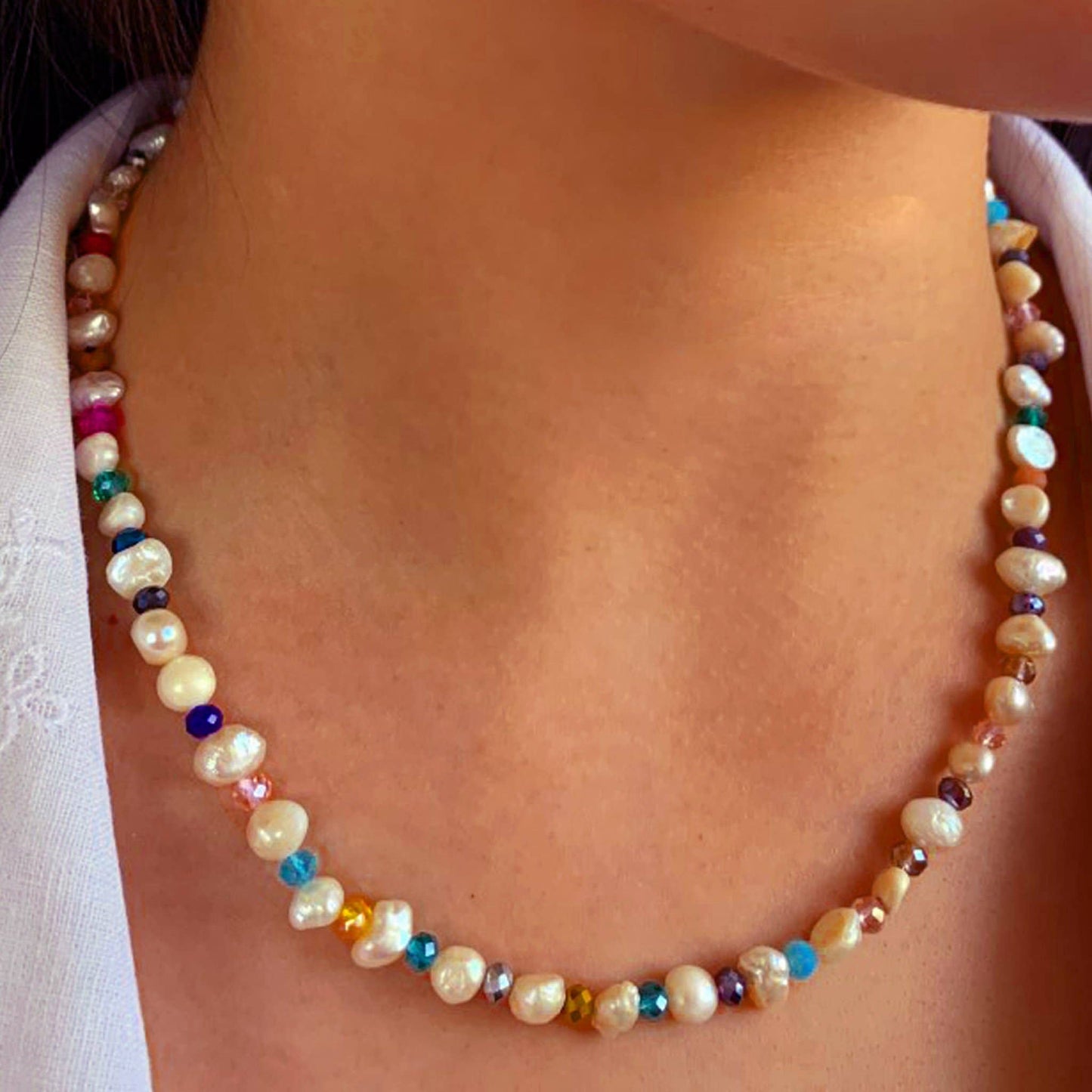 Glass Bead Pearl Necklace | Lotusfeet