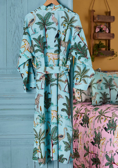 Jungle Print Dressing Gown - Blue