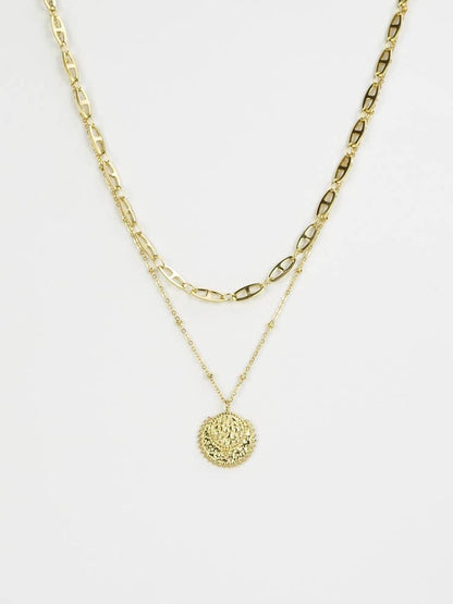 Double Chain Stainless Steel Necklace with Pendant