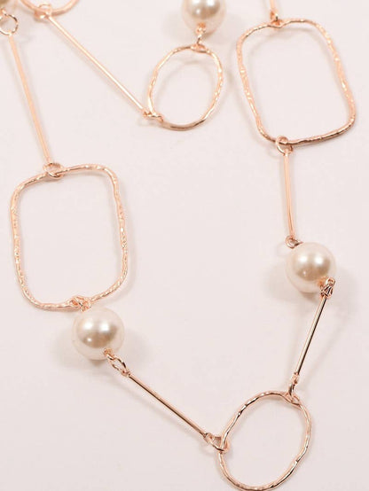 Long double chain necklace with pearls