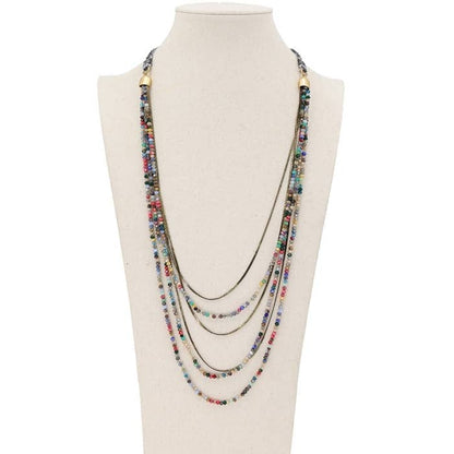 Crystal Multi Chain Long Necklace