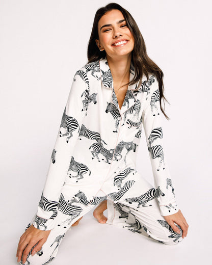 Zebra Print Pjs | White