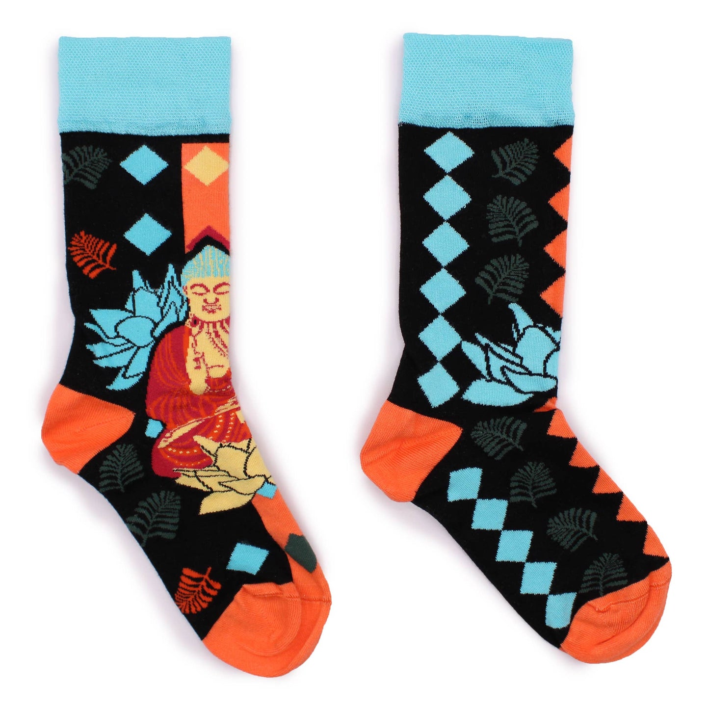 Blue Buddha & Lotus Patterned Bamboo Socks - Hop Hare