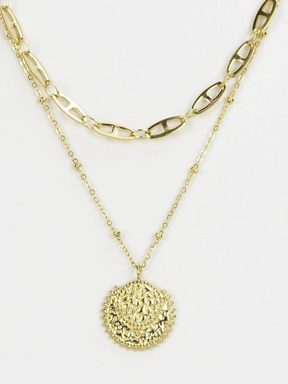 Double Chain Stainless Steel Necklace with Pendant