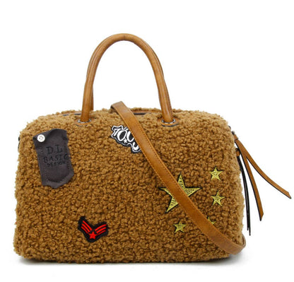 Faux Curly Fur handbag with zip closure