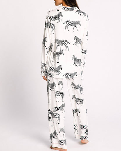 Zebra Print Pjs | White