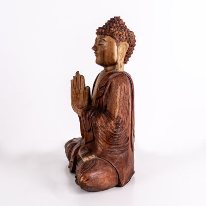 Hand Carved Wooden Buddha - Welcome Sign