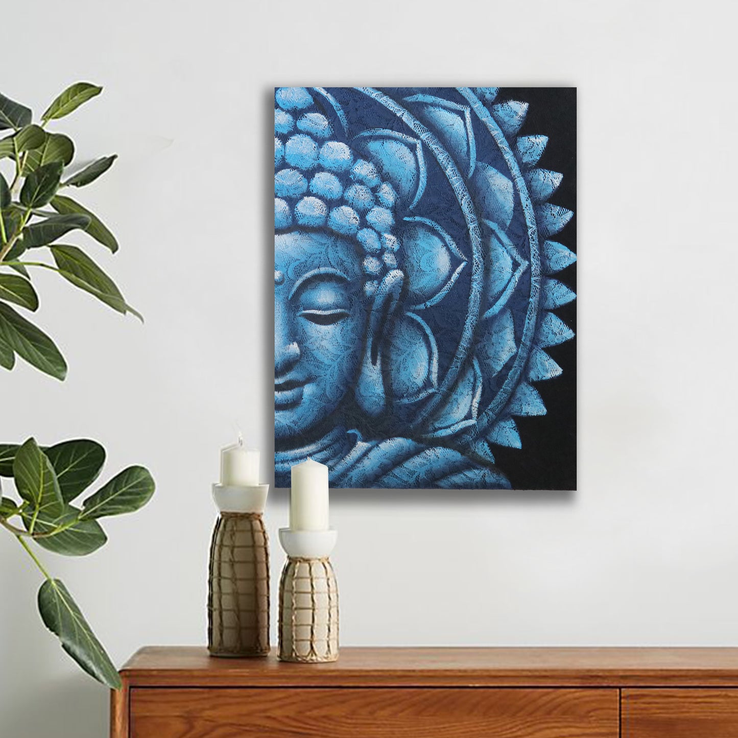 Blue Half Buddha Mandala | 60x80cm