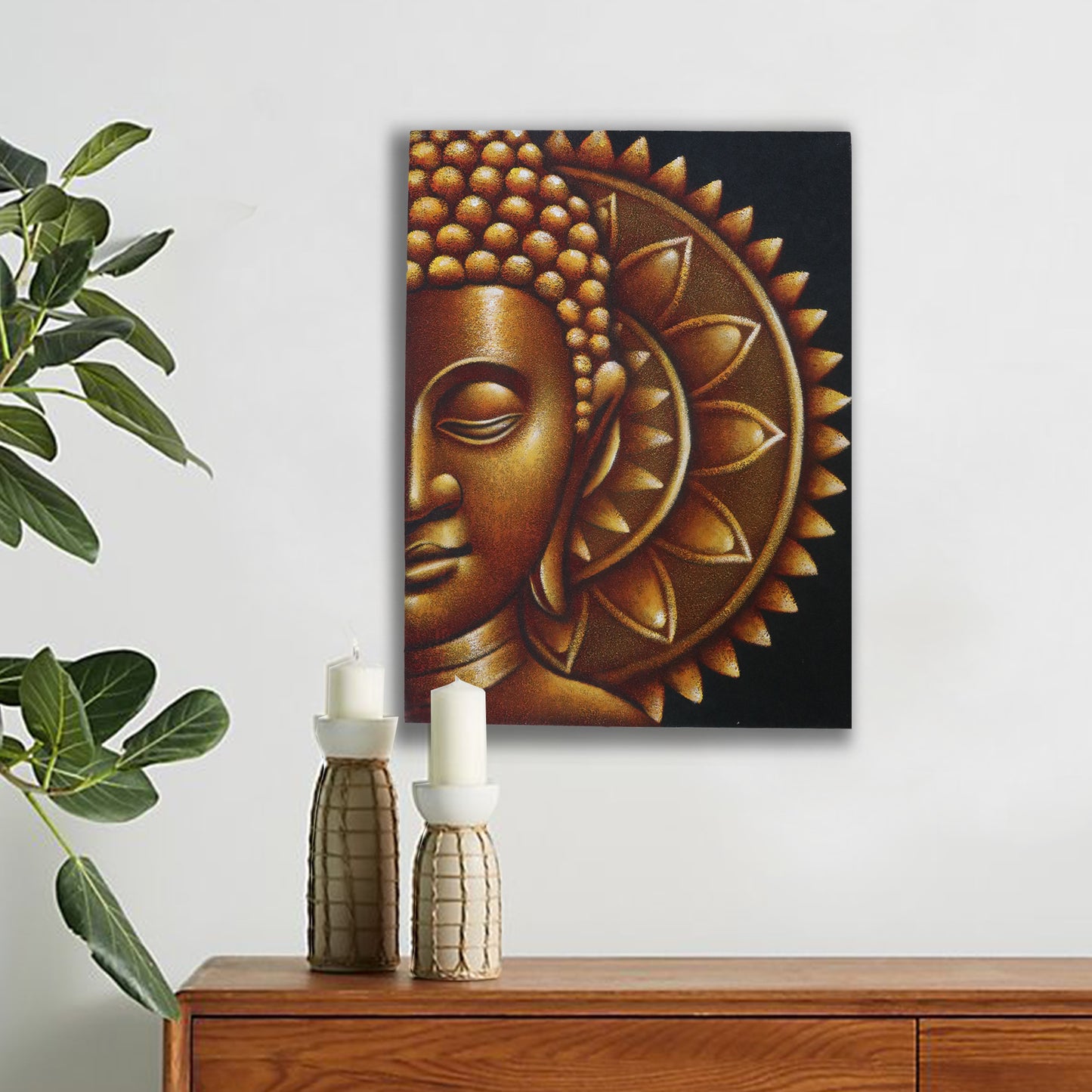 Gold Half Buddha Mandala Painting | 60x80cm