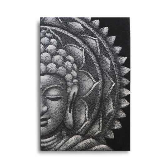 Grey Half Buddha Mandala Painting | 60x80cm