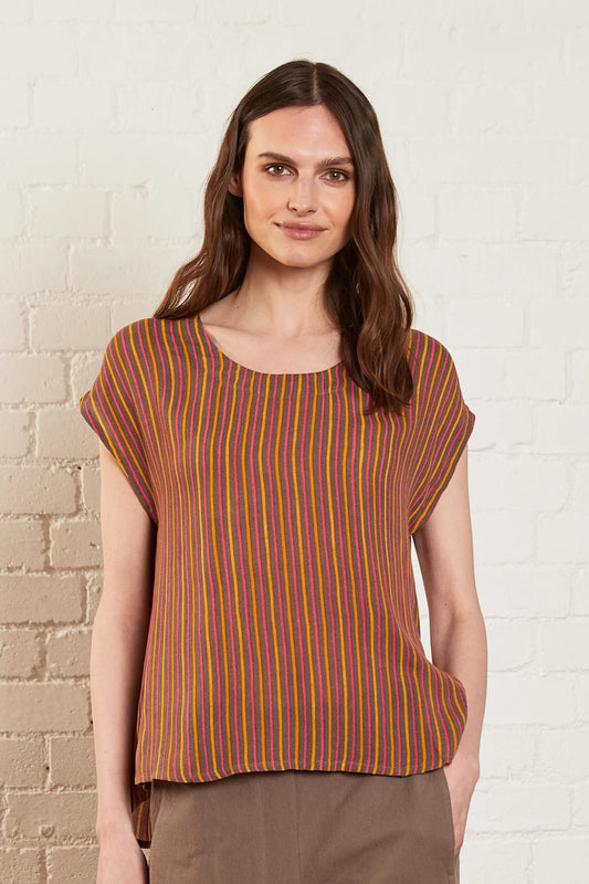 Viscose Round Neck Striped Top | Nomads