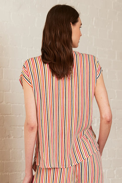 Viscose Round Neck Striped Top | Nomads