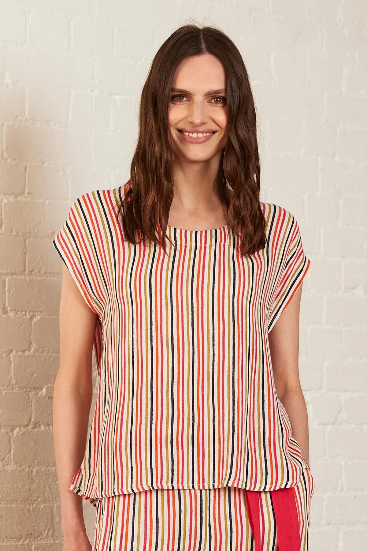 Viscose Round Neck Striped Top | Nomads