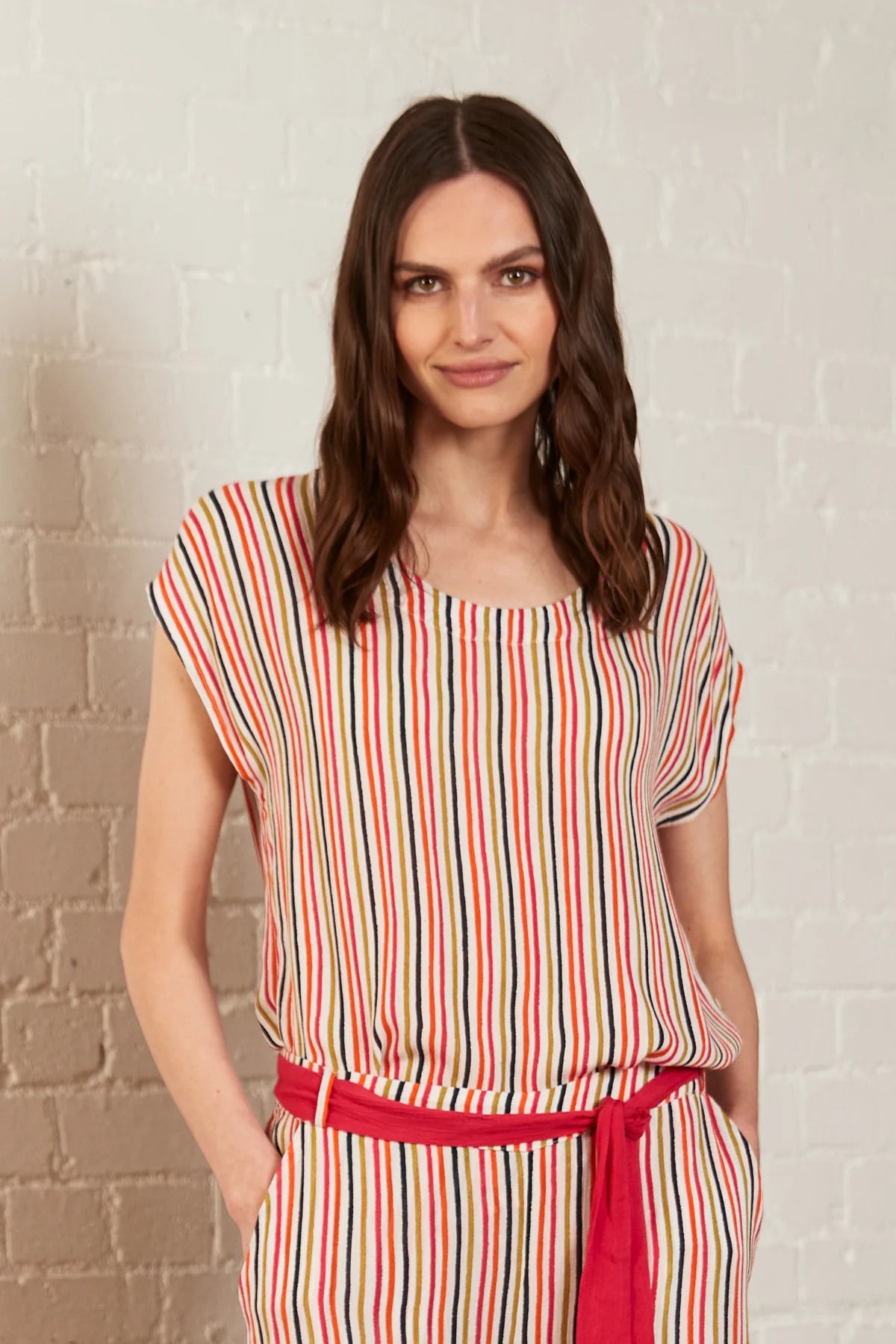 Viscose Round Neck Striped Top | Nomads