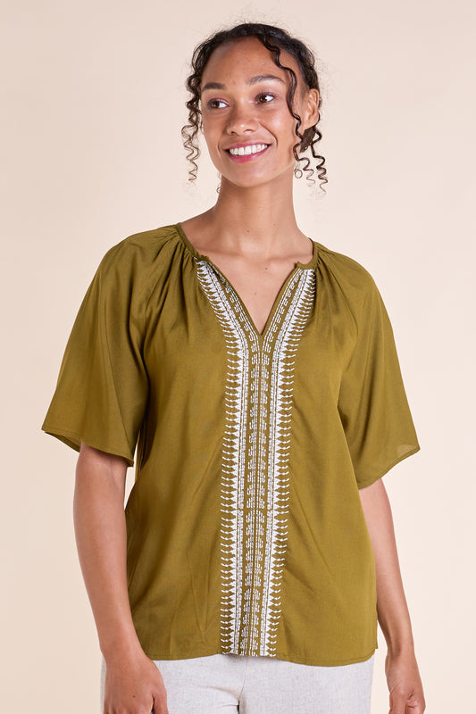 Embroidered Viscose Top | Nomads