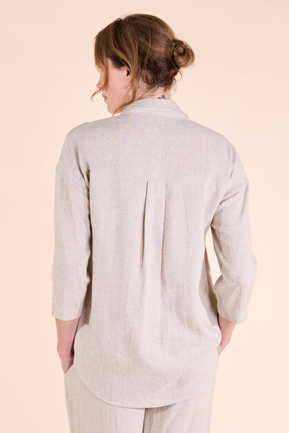 Linen Scoop Hem Shirt | Nomads