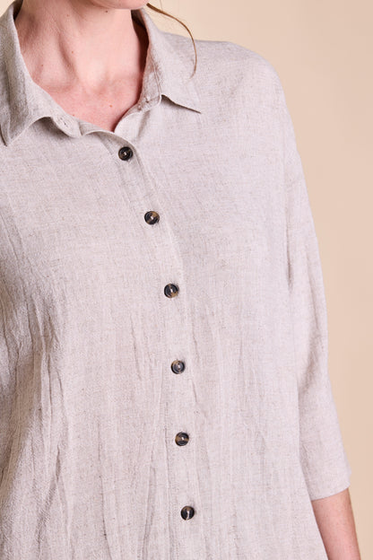 Linen Scoop Hem Shirt | Nomads