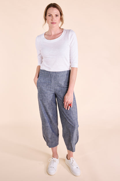 Chambray Elastic Hem Trousers | Nomads