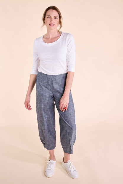 Chambray Elastic Hem Trousers | Nomads