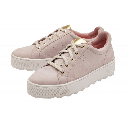 Pink, White & Metallic Gold Leather Rushen Trainers | Ravel