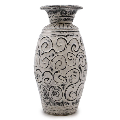 Swirl Patterned Ceramic Vase - Cream