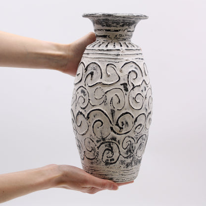 Swirl Patterned Ceramic Vase - Cream