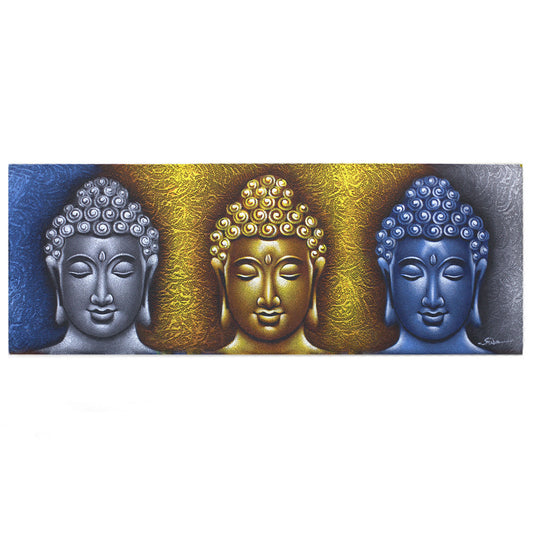 Three Heads Buddha Painting | 45x120cm