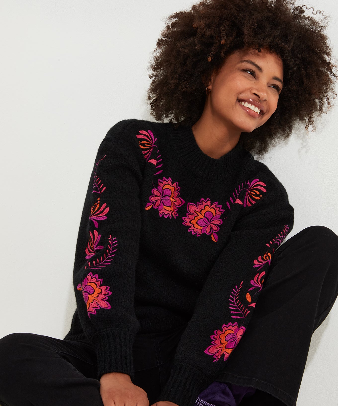 Stunning Florals Embroidered Jumper | Joe Browns