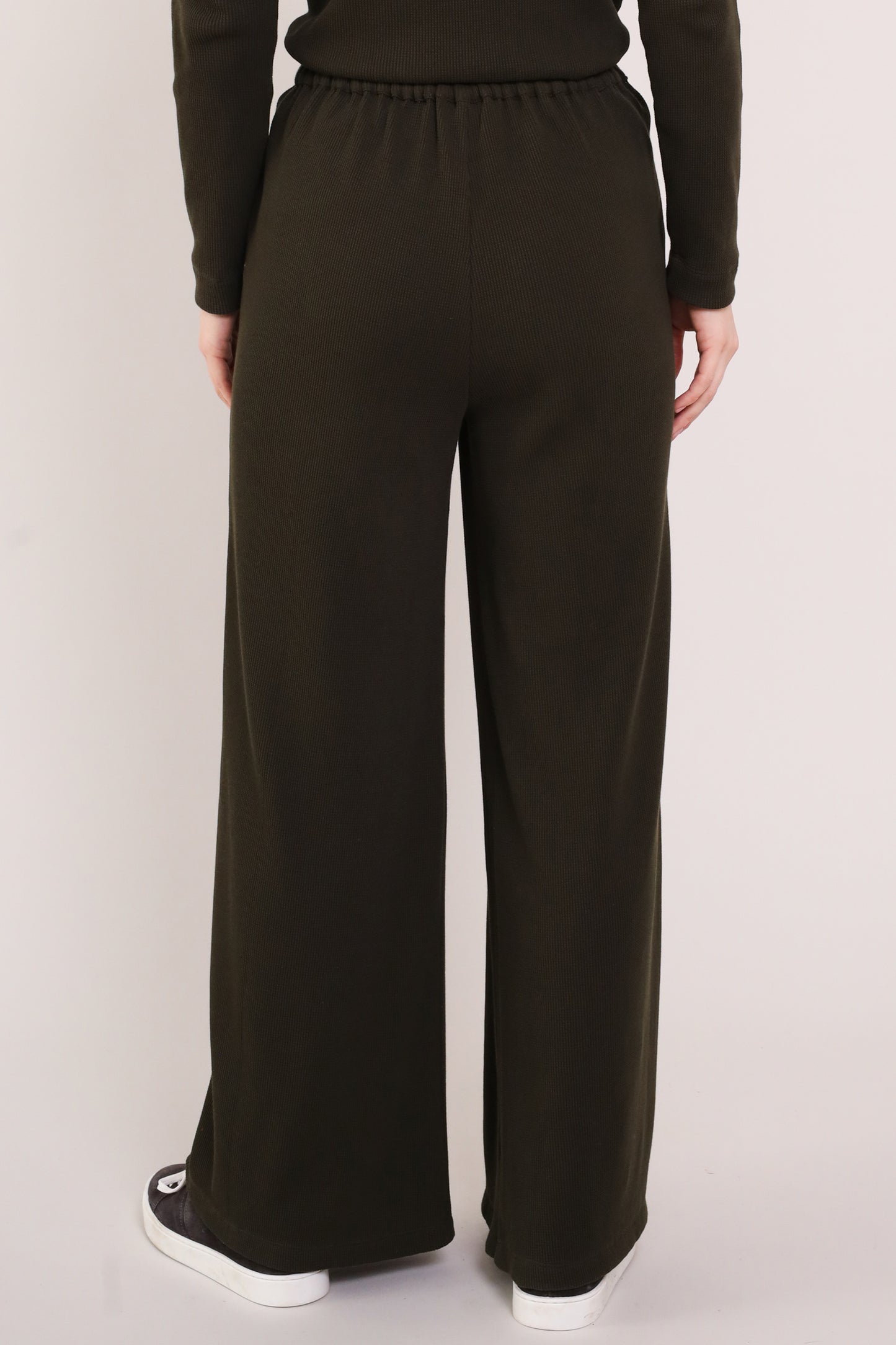 GOTS Waffle Elastic Waist Wide Leg Trouser | Nomads