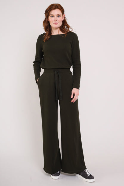 GOTS Waffle Elastic Waist Wide Leg Trouser | Nomads