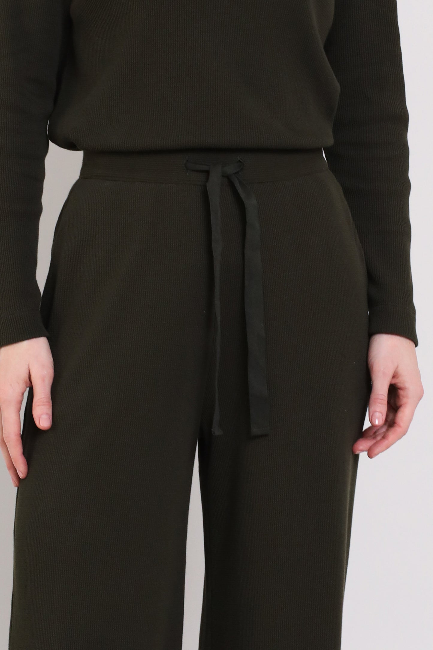 GOTS Waffle Elastic Waist Wide Leg Trouser | Nomads