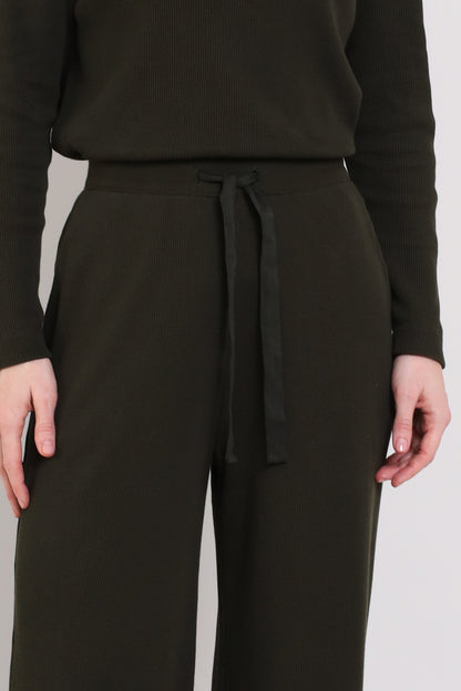 GOTS Waffle Elastic Waist Wide Leg Trouser | Nomads