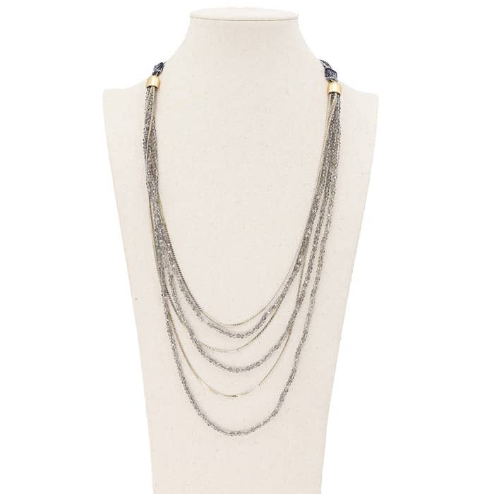 Crystal Multi Chain Long Necklace