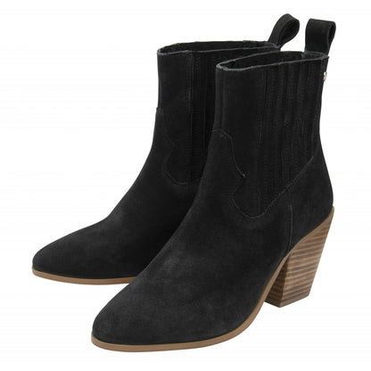 Black Suede Ebert Heeled Ankle Boots | Ravel