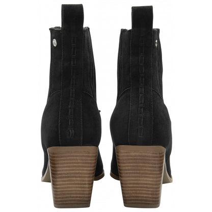 Black Suede Ebert Heeled Ankle Boots | Ravel