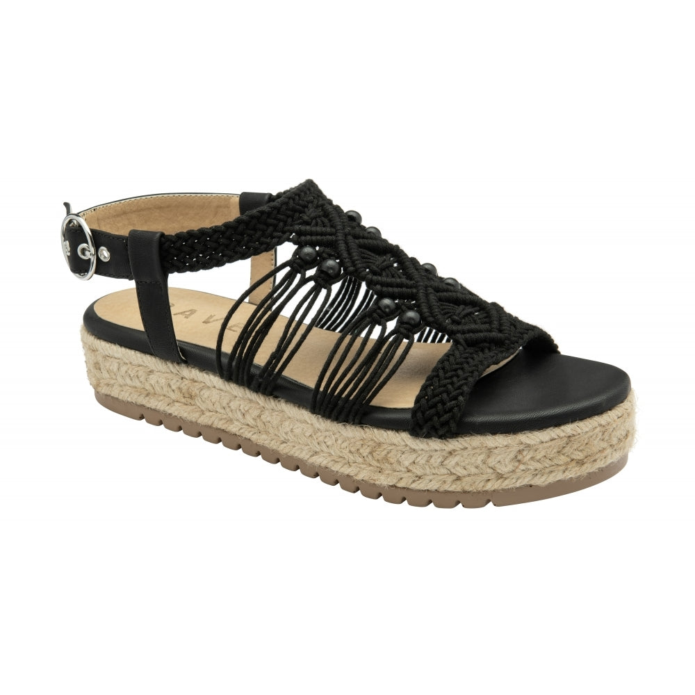 Black Textile Women's Medway Flatform Sandals | Ravel