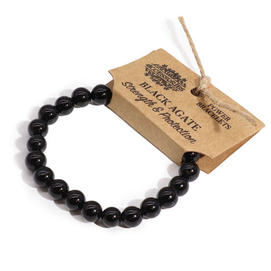 Strength & Protection Power Bracelet - Black Agate