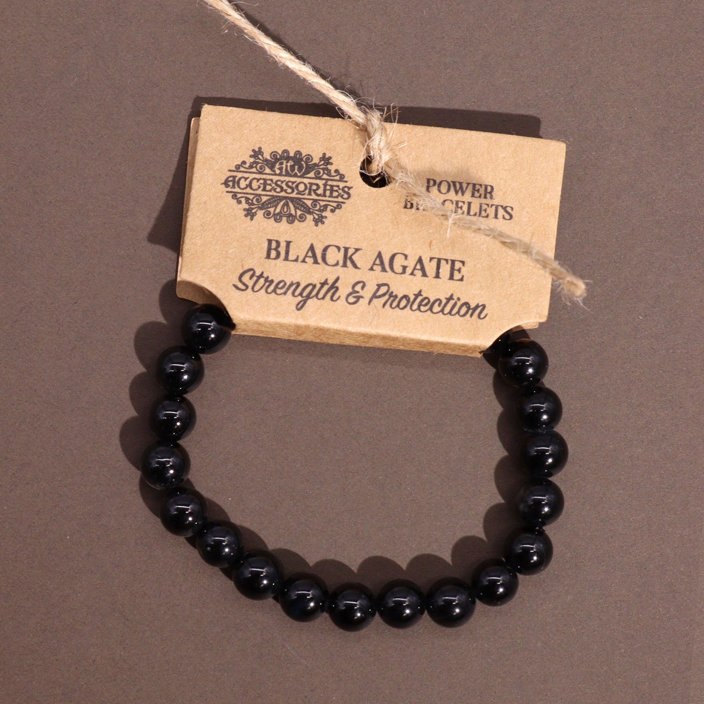 Strength & Protection Power Bracelet - Black Agate