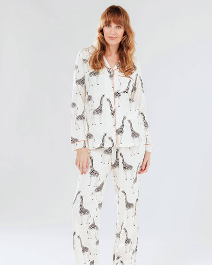 Organic Cotton Cream Pjs | Giraffe Print