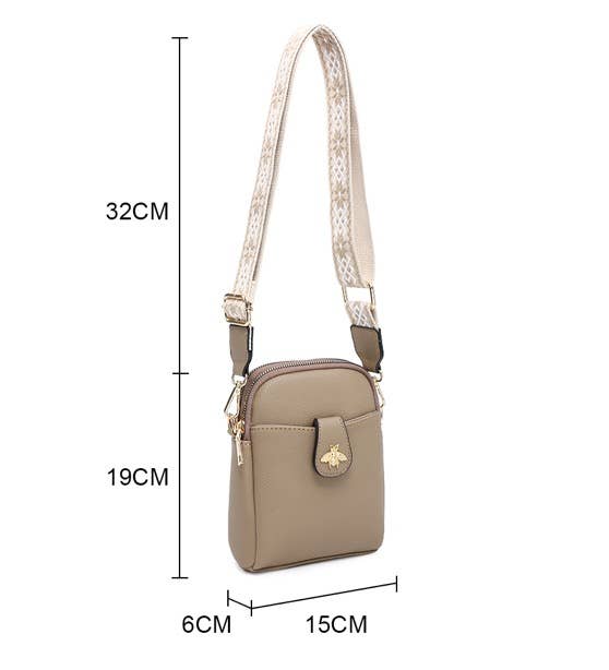 Cross Body Handbag with double zip | Brown