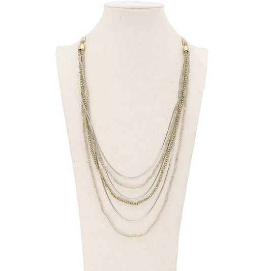 Crystal Multi Chain Long Necklace