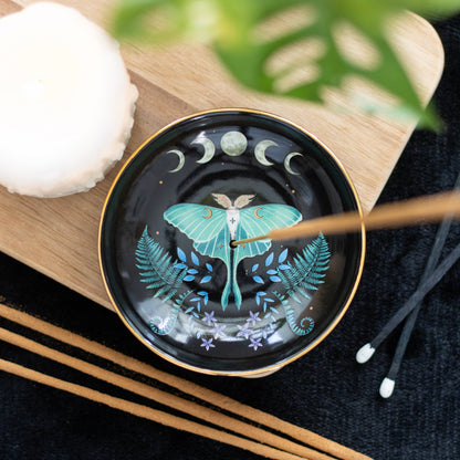 Ceramic Incense Holder Plate - Luna Moth