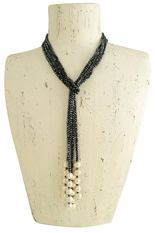 Pearl Crystal White Hematite Necklace | Lotusfeet