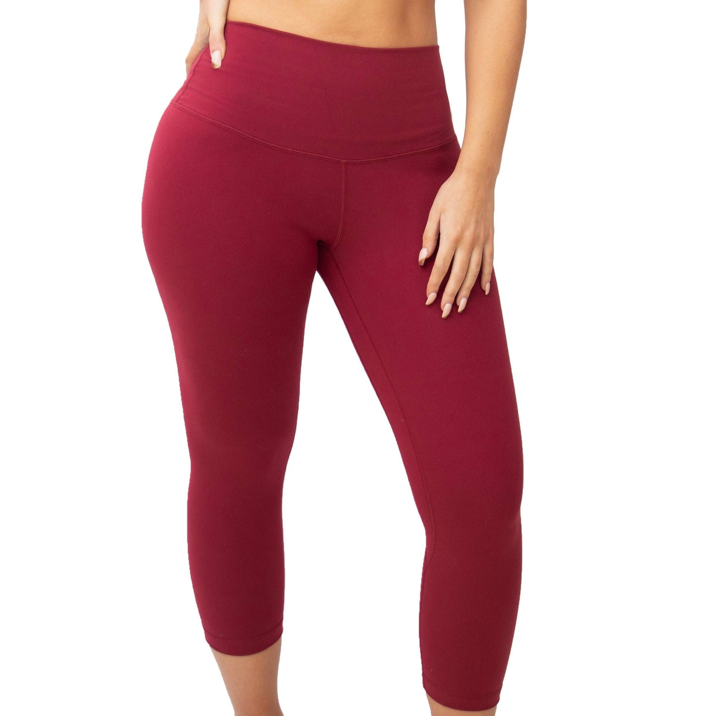 Maroon Hight Waist Capri Yoga Leggings | Myga