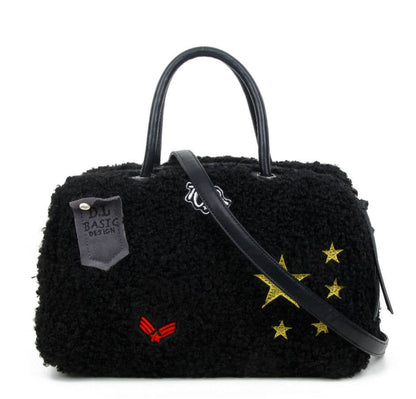 Faux Curly Fur handbag with zip closure