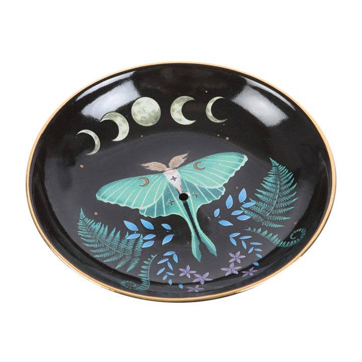 Ceramic Incense Holder Plate - Luna Moth